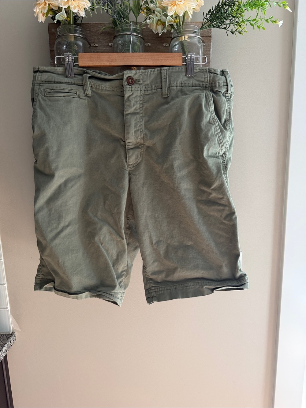 American Eagle Outfitters Olive Flat-Front Casual Shorts - Picture 1 of 6